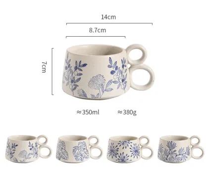 Vintage Coarse Pottery Breakfast Milk Mug