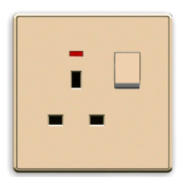 13A square socket with neon