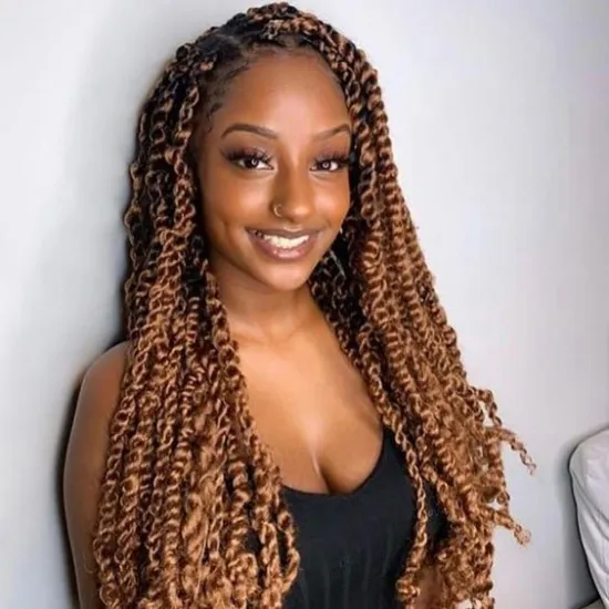 Wholesale Long Brown Wholesale Synthetic Crochet 22" Water Wave  Extension For Children Blonde Braiding Hair