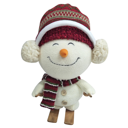 Décoration de noël traîneau bonhomme de neige blanc peluche