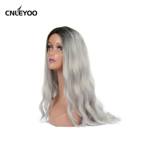 Factory wholesale Cheap 20 inch Long Curly Grey Natural Wave Synthetic Replaced Hair Wig For Cosplay