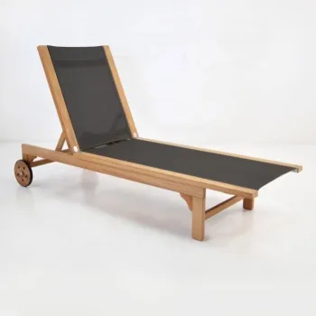 Wooden Teak Outdoor Sun Lounger for Patio Garden Furniture