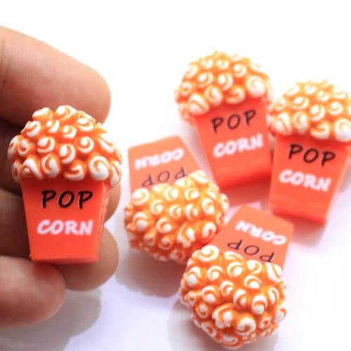 Bulk 100Pcs 24*28MM Resin Flatback Popcorn Cabochons Kawaii Resin Miniature Dollhouse Popcorn Food Craft Hair Bow Center Craft