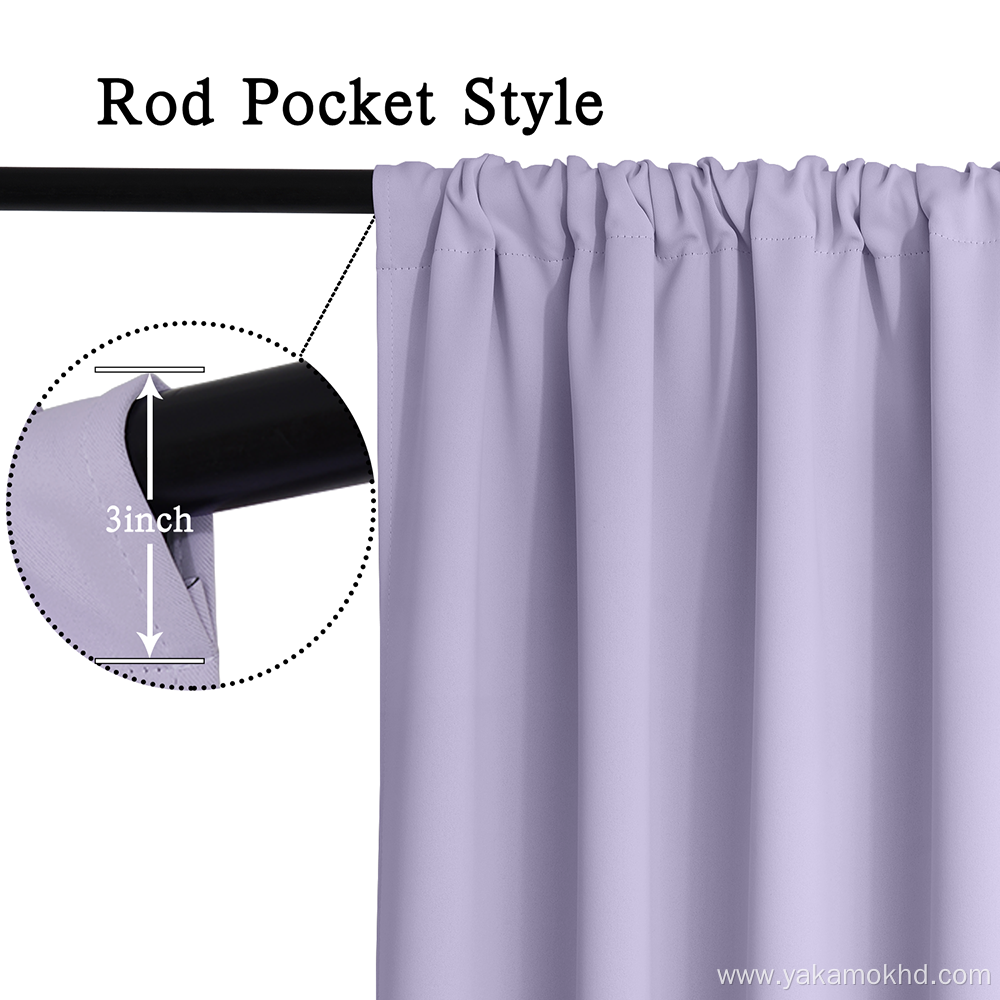 Lilac Blackout Curtains with Rod Pocket