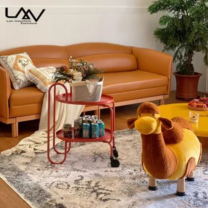 Hot Sale Cartoon Velvet Stool - Child Friendly Camel Animal Shape Ottoman Furniture