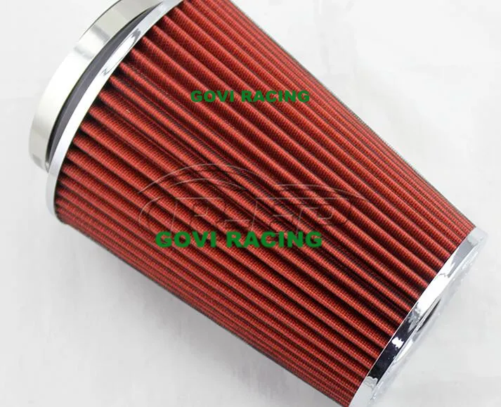 Filtro dell'aria per auto universali rossa di altezza 230 mm con adattatore tre da 76 mm/89 mm/102 mm