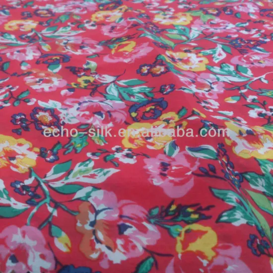 9mm silk cotton voile fabric in print