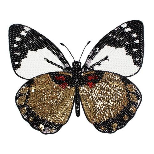New Butterfly Embroidery lace applique paillette fabric