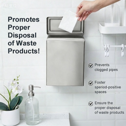 304 Stainless Steel Wall Mounted Trash Can for Hotel Mall and Public Restrooms