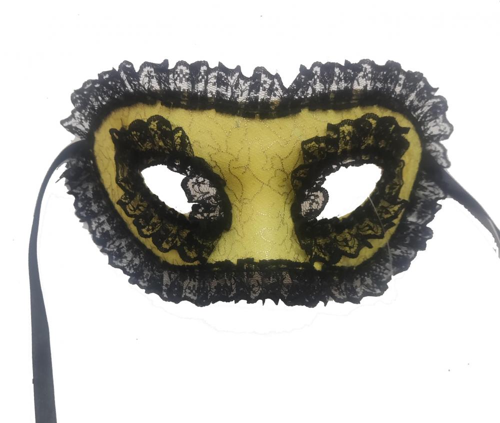 Maschera con abito in pizzo nero per palla mascherata