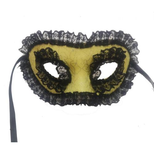 Maschera con abito in pizzo nero per palla mascherata