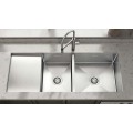 Gold SUS304 Double Bowl Kitchen Sink with Drainboard