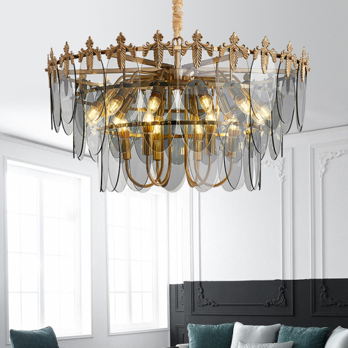 LEDER Glass Grey Modern Chandelier