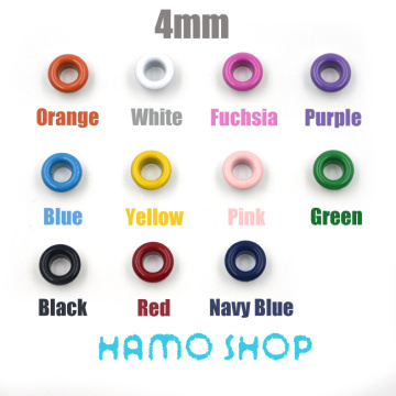 Free Shipping 200pcs/lot Hole Size 4mm Metal Eyelets Buckle Metallic Scrapbook garment accessories Mixed Color LeatherCraft