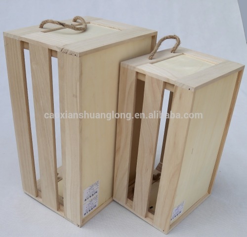 Nueva caja de madera de anidación delicada sin terminar diseñada con cuerdas de mango