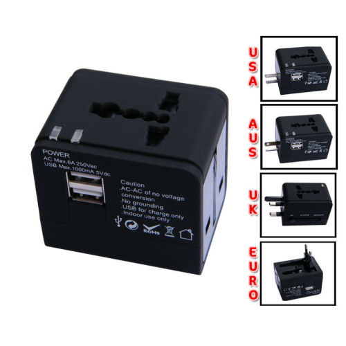 Light Universal Usb Travel Charger Portable , 5v 1000ma  / 2 Usb Interface