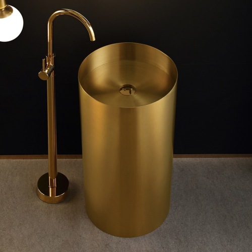 Meiao Gold Golinda Cylinder Freestanding Basin 450mm