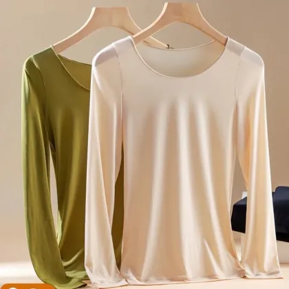 Womens Thermal Longjohns Long-Sleeved Trousers High Elastic Comfortable Long Johns