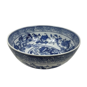 RXAE-FL23 Antique China Blue and White Porcelain Bowl with Flower Pots Pattern