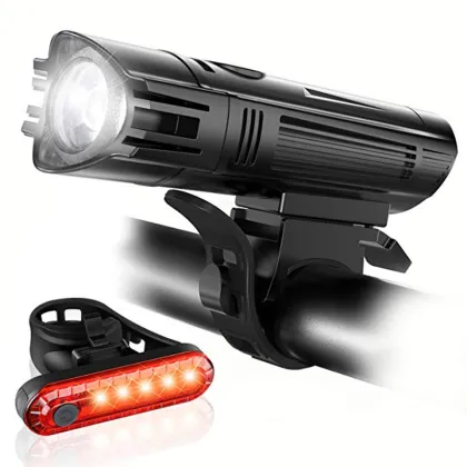 USB Rechargeable Bicycle Head Lamp and LED Tail Light Set for Outdoor Riding