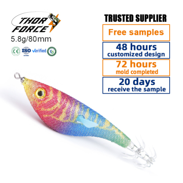 Wholesale 80mm 5.5g Octopus Squid Jig Egi Wooden Shrimp Squid Jig Hook Fishing Lure - THORFORCE OEM/ODM