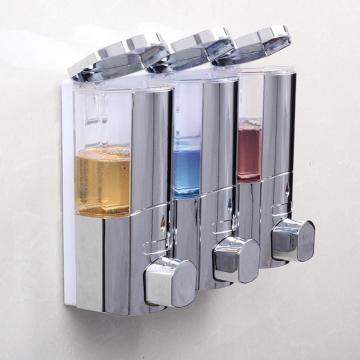Wall-mounted Hotel Toilet Bathroom Soap Dispenser Plastic Three-Head Shampoo Conditioner Shower Gel Dispenser