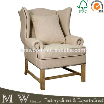 french oak wooden chesterfield chair, upholstered linen chesterfield chair, chesterfield chair