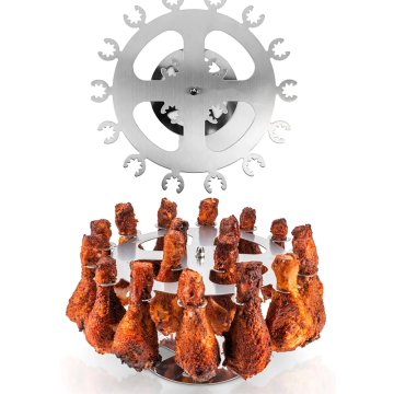 Stainless Steel Roasting Stand 18 Legs Rotating Design Chicken Drumstick Multi BBQ Grill Rack