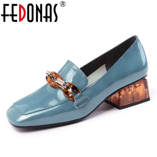 FEDONAS Fashion Women Pumps Spring Summer Chain High Heels Party Shoes Woman Genuine Leather Female Brand Prom Shoes Loafers