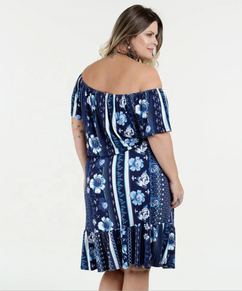 Kvinnor Casual Off Shoulder Sleeve Plus Size Klänning