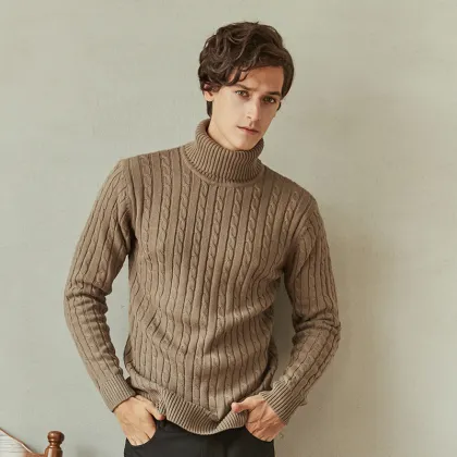 Korean Style Men's Custom Logo Flower Knitted Sweater