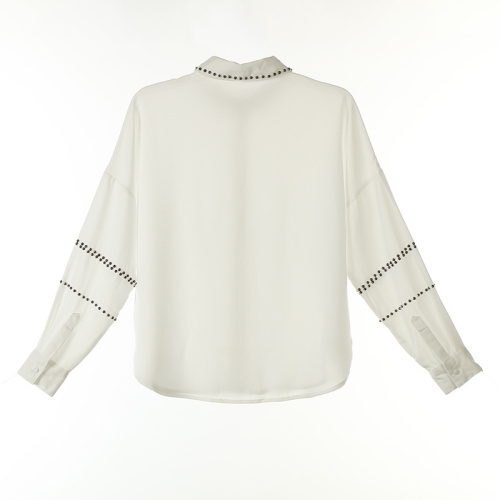 Beads Attached Polyester Long Shirts