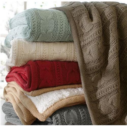 Warm knitting blanket with velvet Cashmere