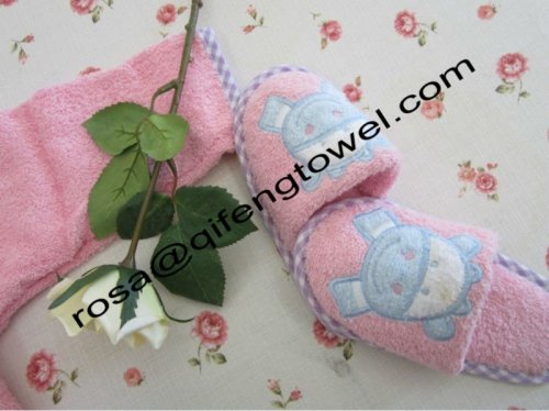 Cotton Baby Slippers with Twill Border