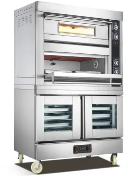 Stainless Steel Electric Fermentation with Baking Oven 2-Layer 4-Trays 10 Pans