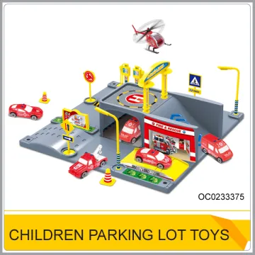 Prechool kids plastic parking toy with fire trucks OC0233375