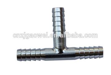 stainless steel retail shop fitting for food grade, 1/4 hose barb SS tee