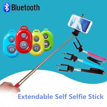 hot selling monopod selfie stick + bluetooth remote shutter for cellphone