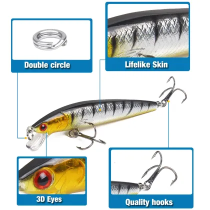 Wholesale 10cm 9g Shiny ABS Plastic Simulation Minnow Fishing Lures