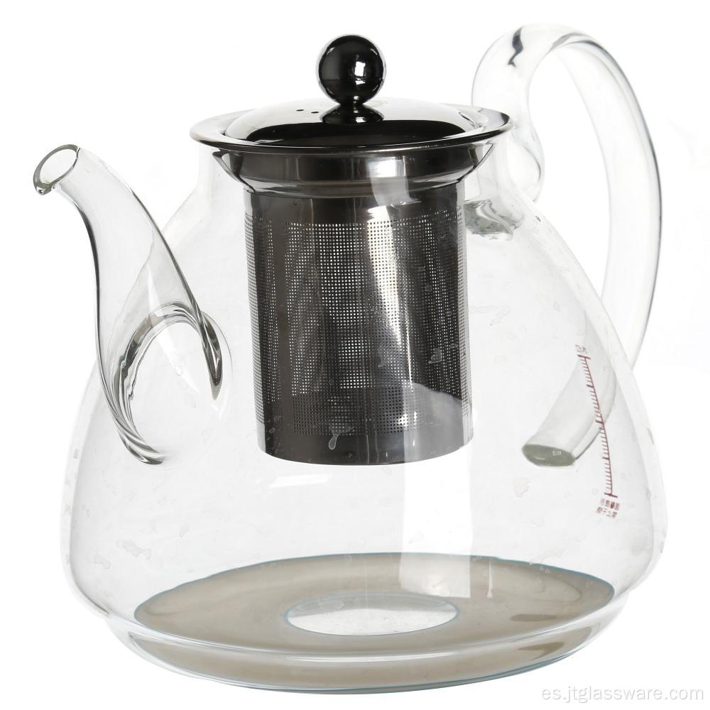 Tetera de vidrio de borosilicato hecha a mano para preparar té