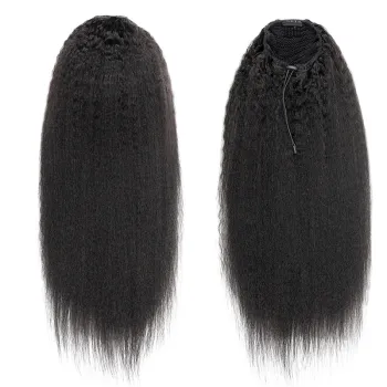 100G Afro Kinky CURLY Human Hair Ponytail Extension European Straight Wrap Around Clip In Pony Tail Machine Remy Hair
