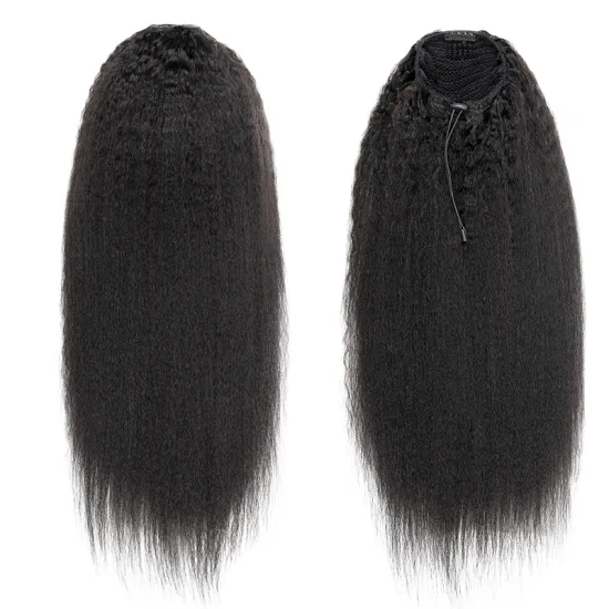 100G Afro Kinky CURLY Human Hair Ponytail Extension European Straight Wrap Around Clip In Pony Tail Machine Remy Hair