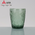 Green vintage textured leaves glass wine glass set