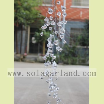 Branches d&#39;arbres de guirlande de perles en forme de diamant transparent acrylique