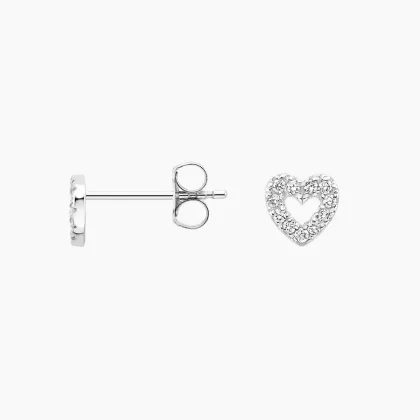 14K White gold Heart studs earrings
