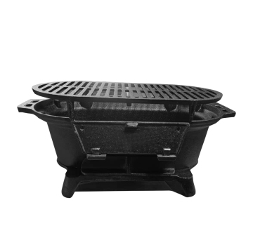 Outdoor Camping Stove: Hollow-Carved Design, BBQ Griddle Pan, Preseasoned Cast Iron Cookware Set