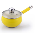 Yellow single handle apple-shaped soup pot