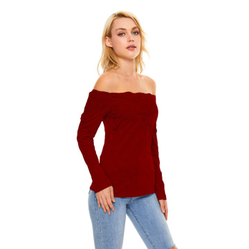 Womens Sexy Shoulder Long Sleeve Top