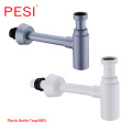 Basin Bottle Trap Plastic Round Bathroom Sink Siphon Drains with Pop Up Drain White P-TRAP Pipe Waste.