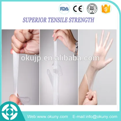 vinyl gloves powder free 3.5 g for M size clear
